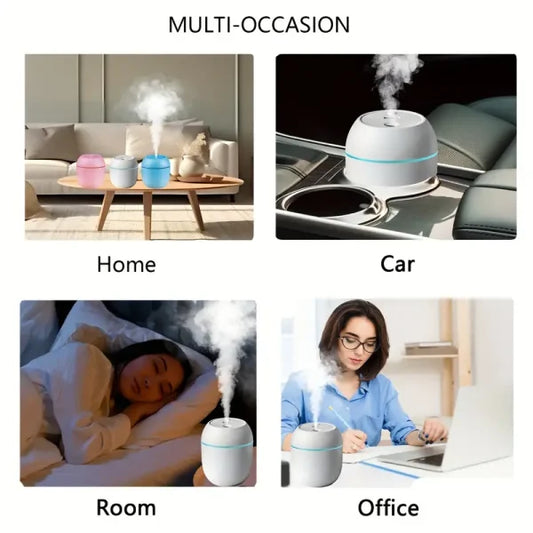 Humidifier With Warm Led Outline | USB Portable Air Humidifier | For Home, Office & Car Mist Air Fresheners