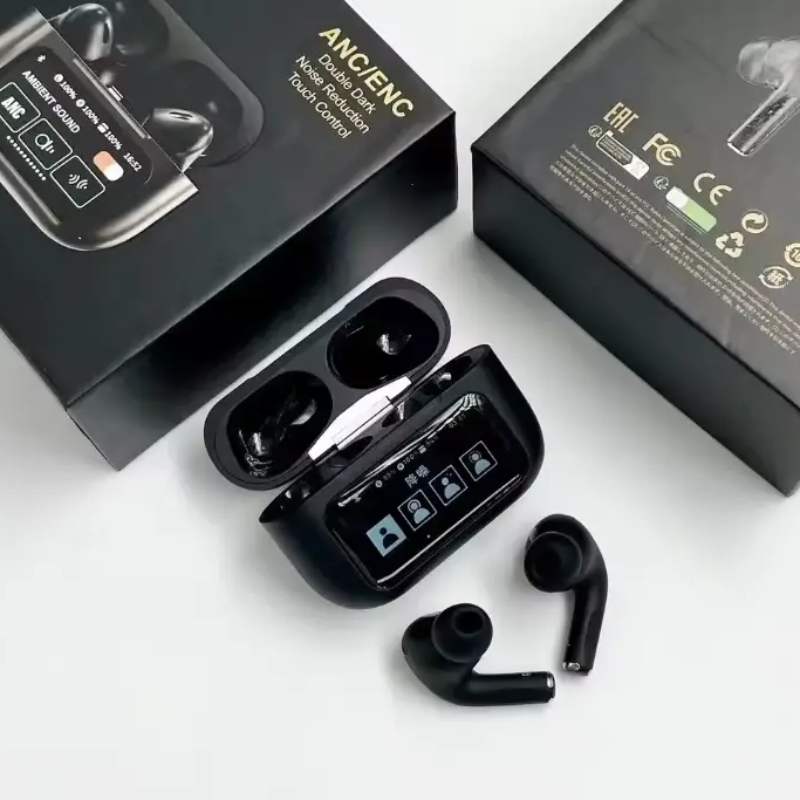 Black A9 Pro ANC AirPods with Screen