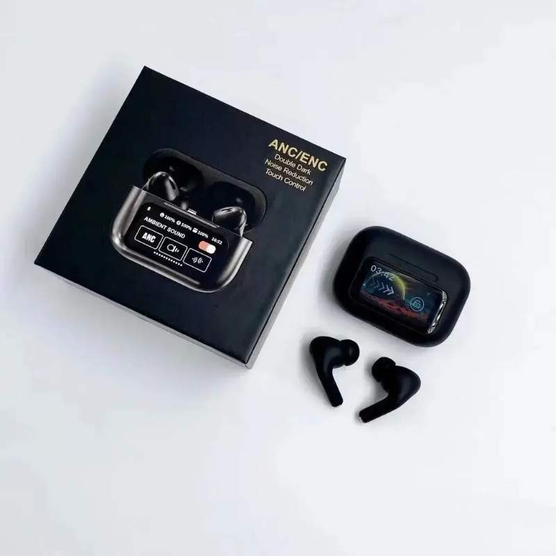 Black A9 Pro ANC AirPods with Screen