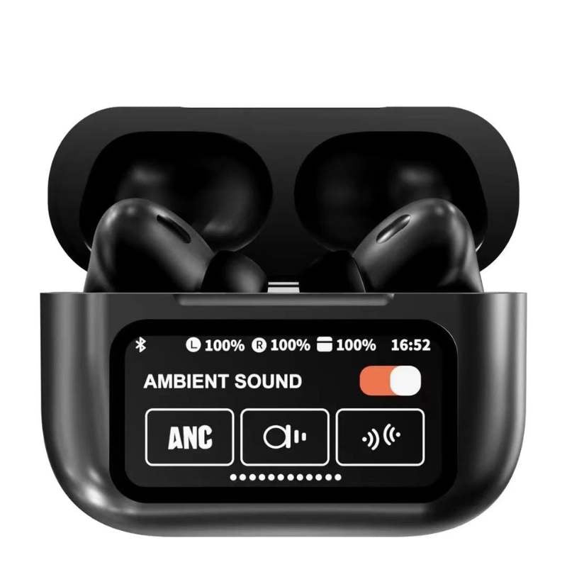 Black A9 Pro ANC AirPods with Screen