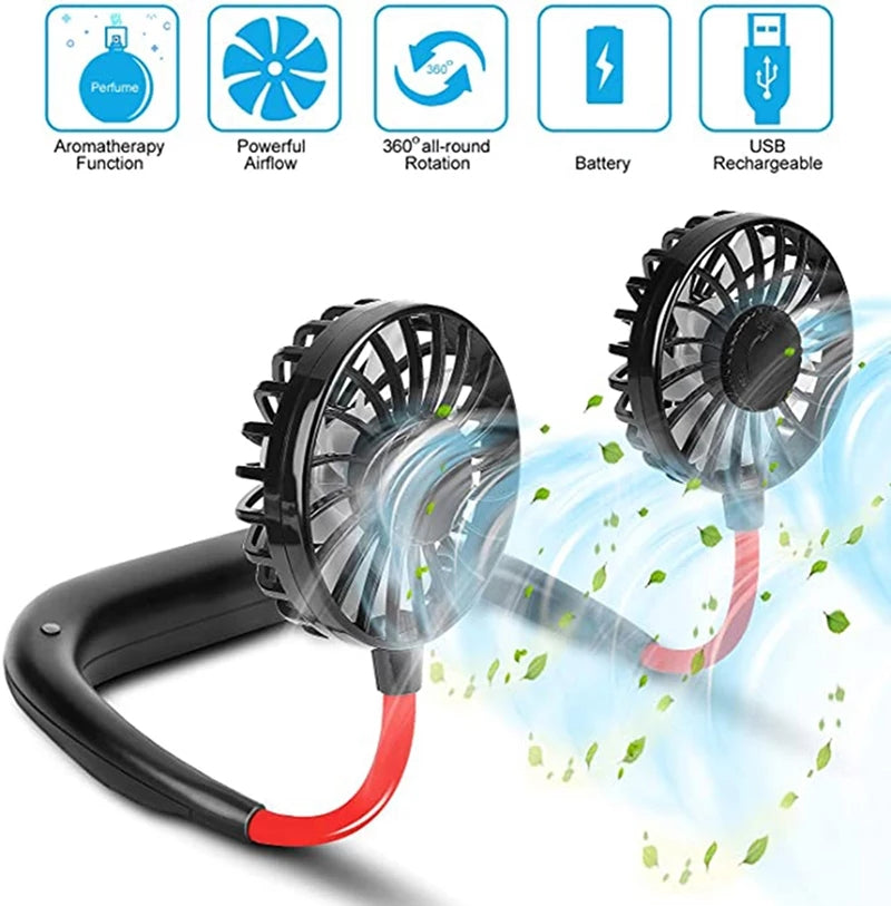 Hanging Neck Fan for Kitchen | Folding Handheld Fan Wearable Portable Neckband Mini Fan USB